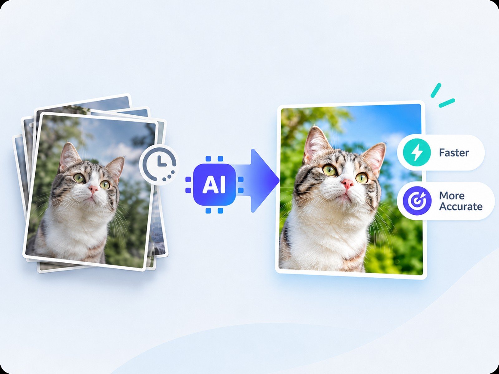 Ai edited cat picture to show fast and accurate ai photo editing feature