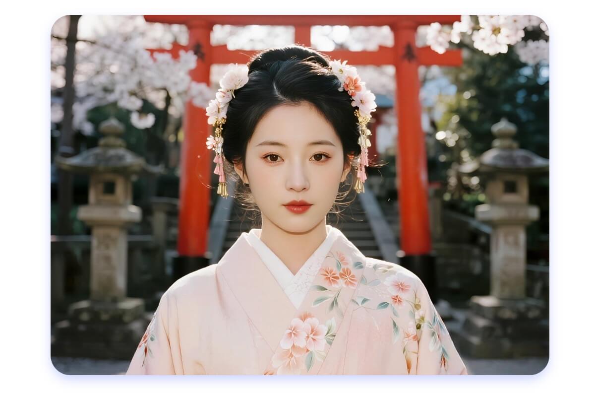 和服をきたAI女性の画像自動生成