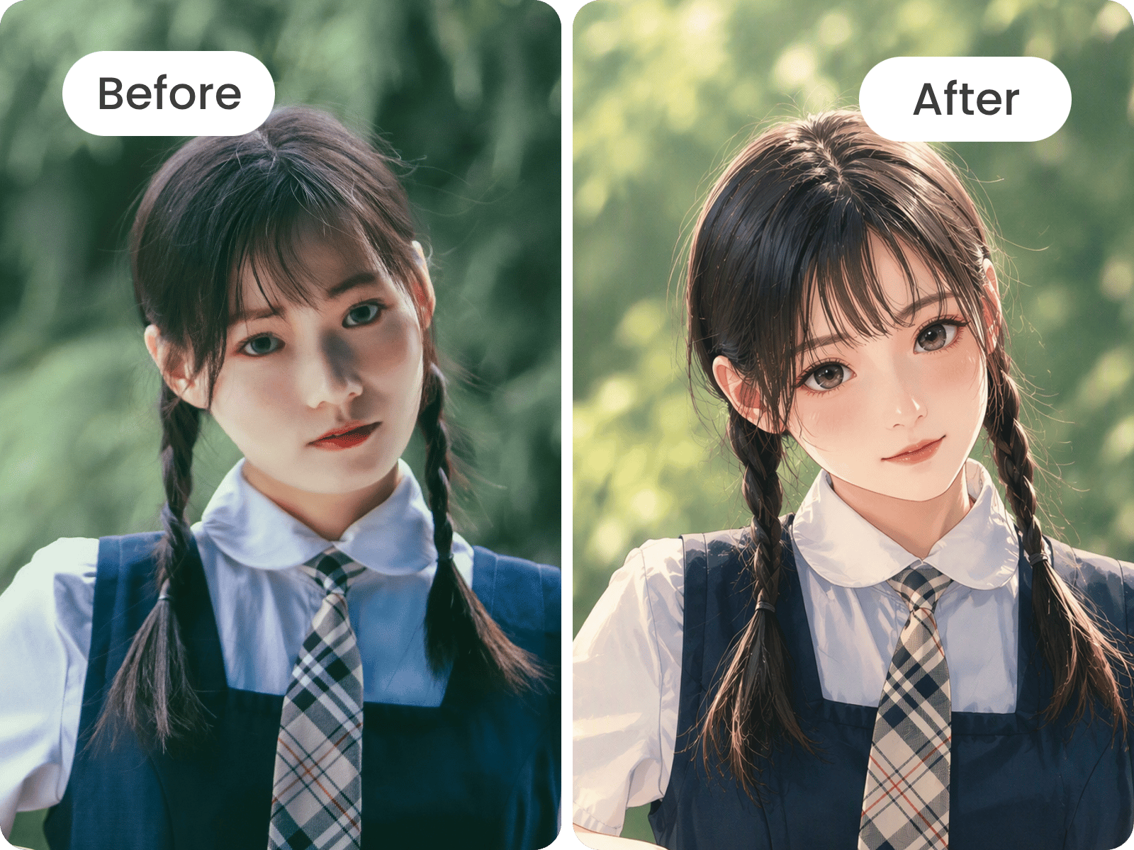 AI美女の画像生成機能で写真をアニメキャラクターに変更する