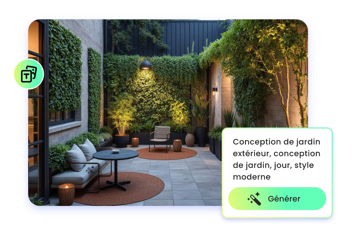générer un aménagement de jardin IA à partir de texte