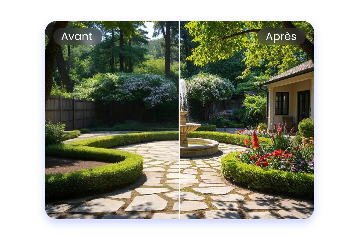 créer une décoration de jardin extérieur IA à partir d'image