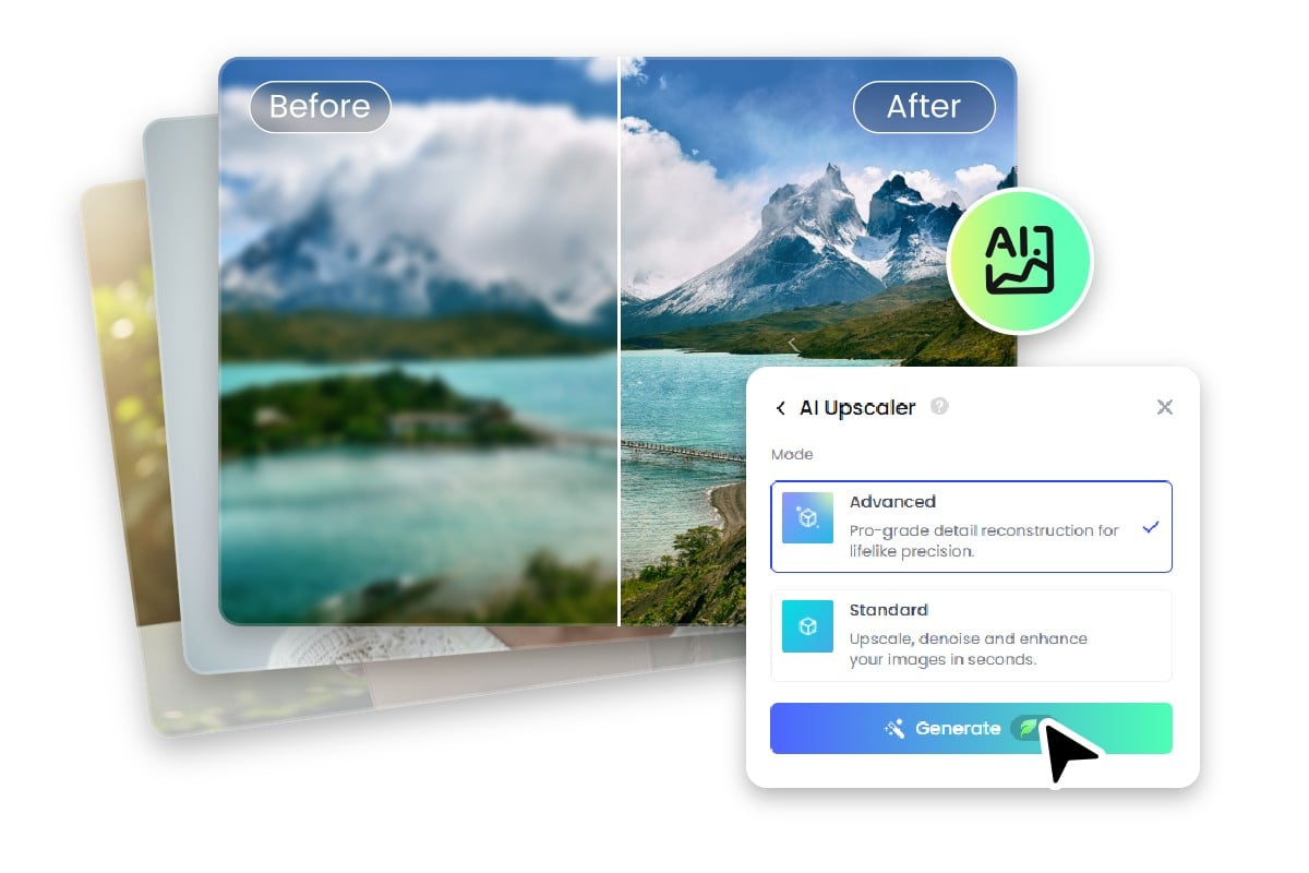 Ai upscale multiple low quality photos in photo