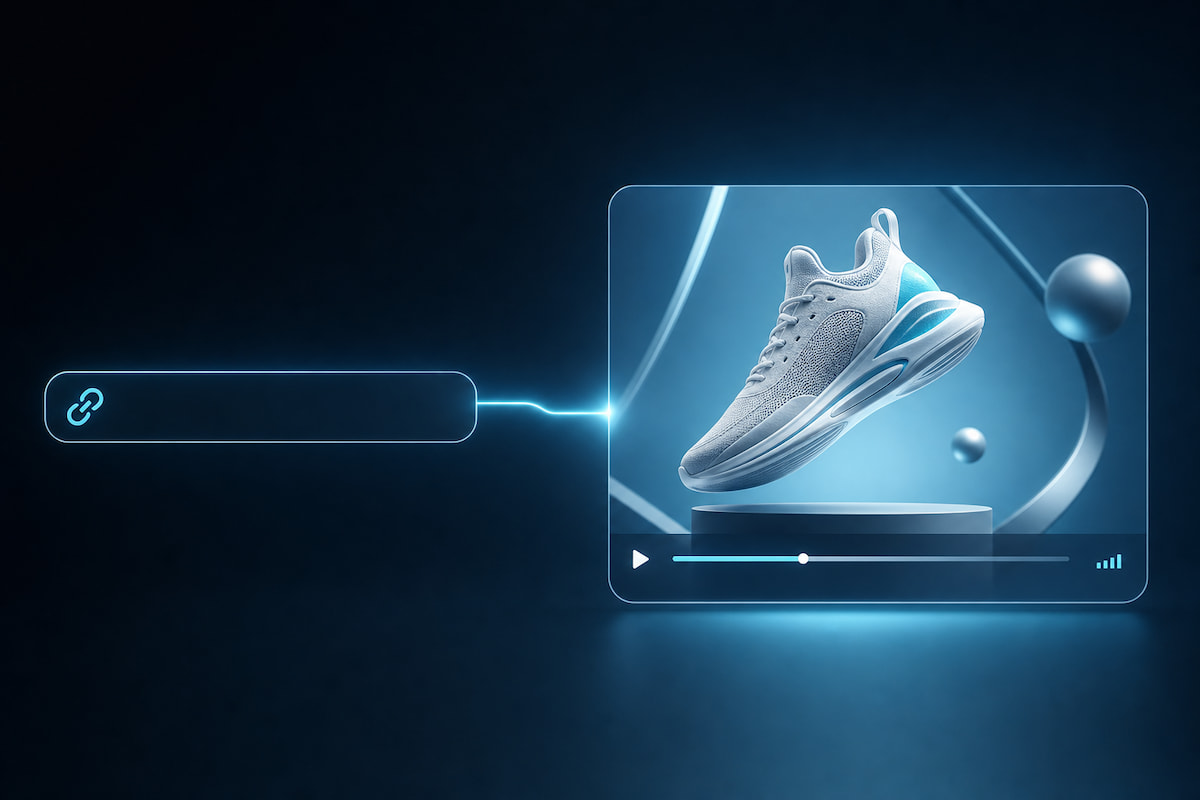 An ecommerce advertisement video of a pair of shoes generated from a product url