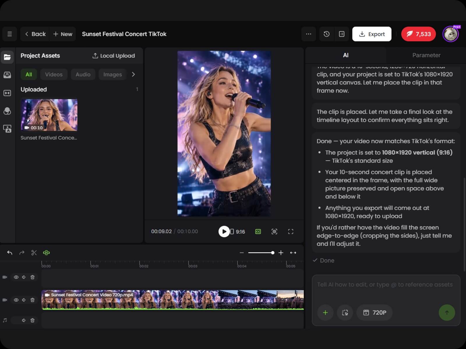 An image about using fotors ai youtube to tiktok converter to edit and create a tiktok video