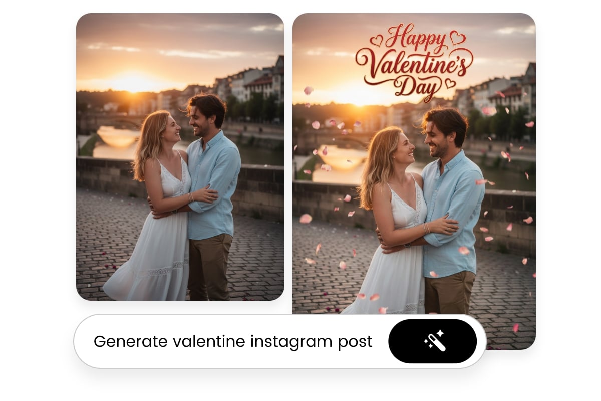 An image of turn ing an existing photo to an AI Instagram post image