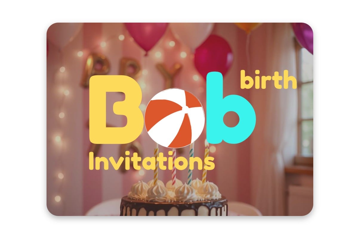 An invitation card made with fotor monogram maker with a customized background of birthday party