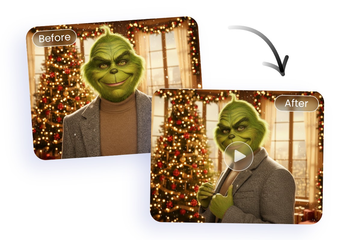 Animate a still photo of grinch into a dynamic video