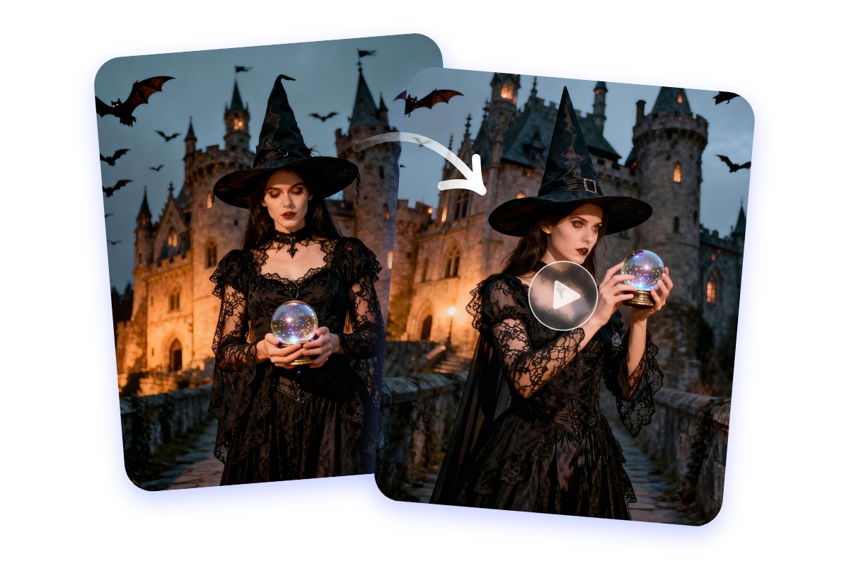 Animer un visuel de sorcière noire généré par l'IA