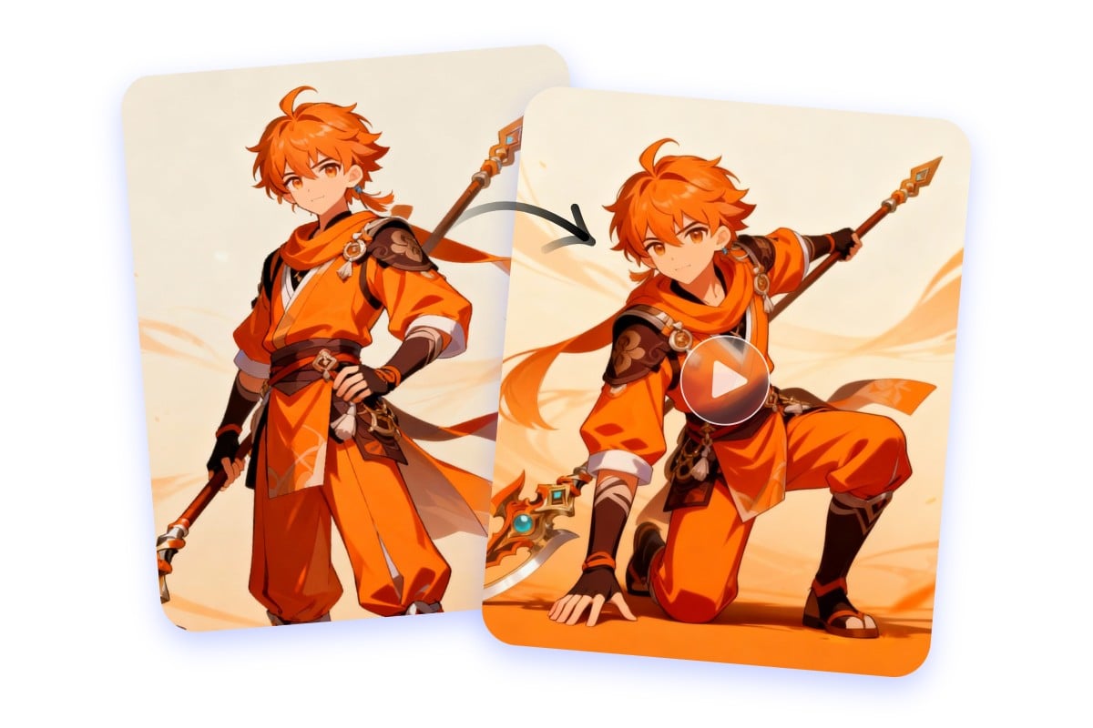 Animate an ai male genshin character in fotor