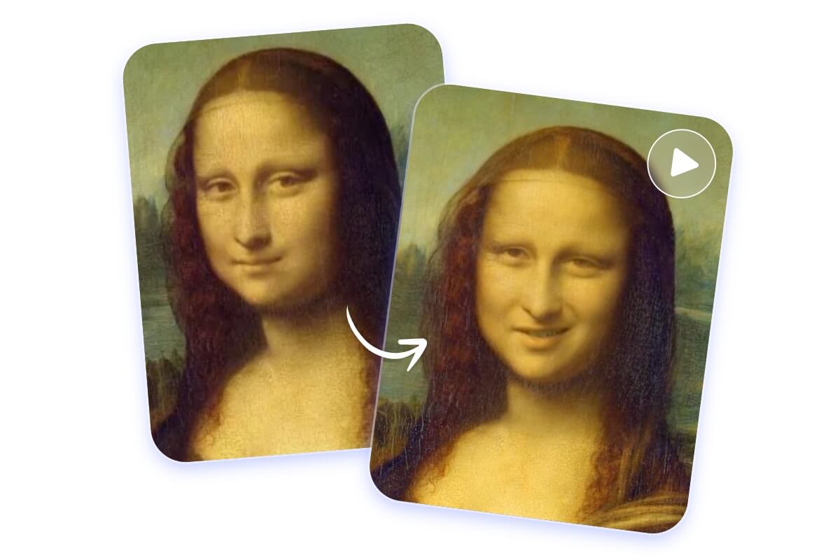 Animate an old photo of mona lisa and make her smile