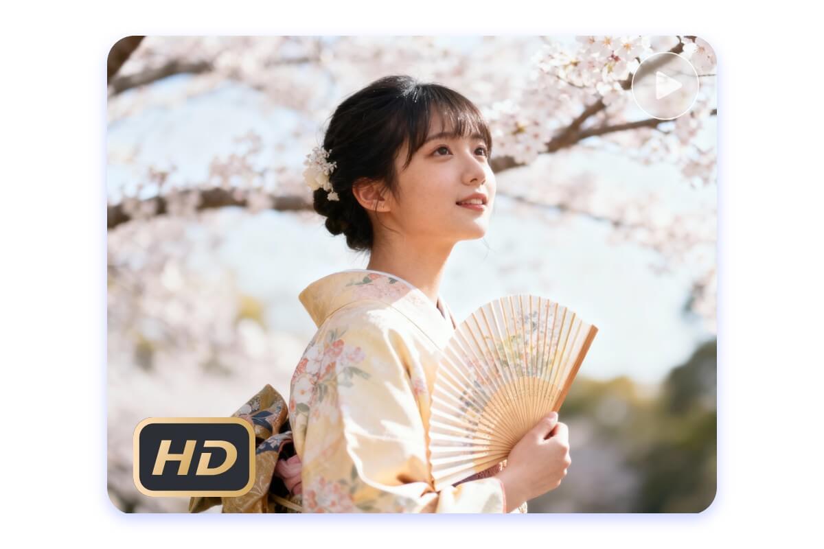 Fotorで生成された動画人物の自然な動きや表情の変化が表現された比較