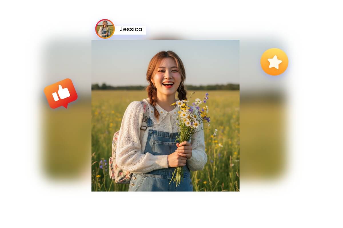 Fotorで作成した動画をSNSに投稿しいいねやコメントが集まっている様子を示すスマートフォン画面