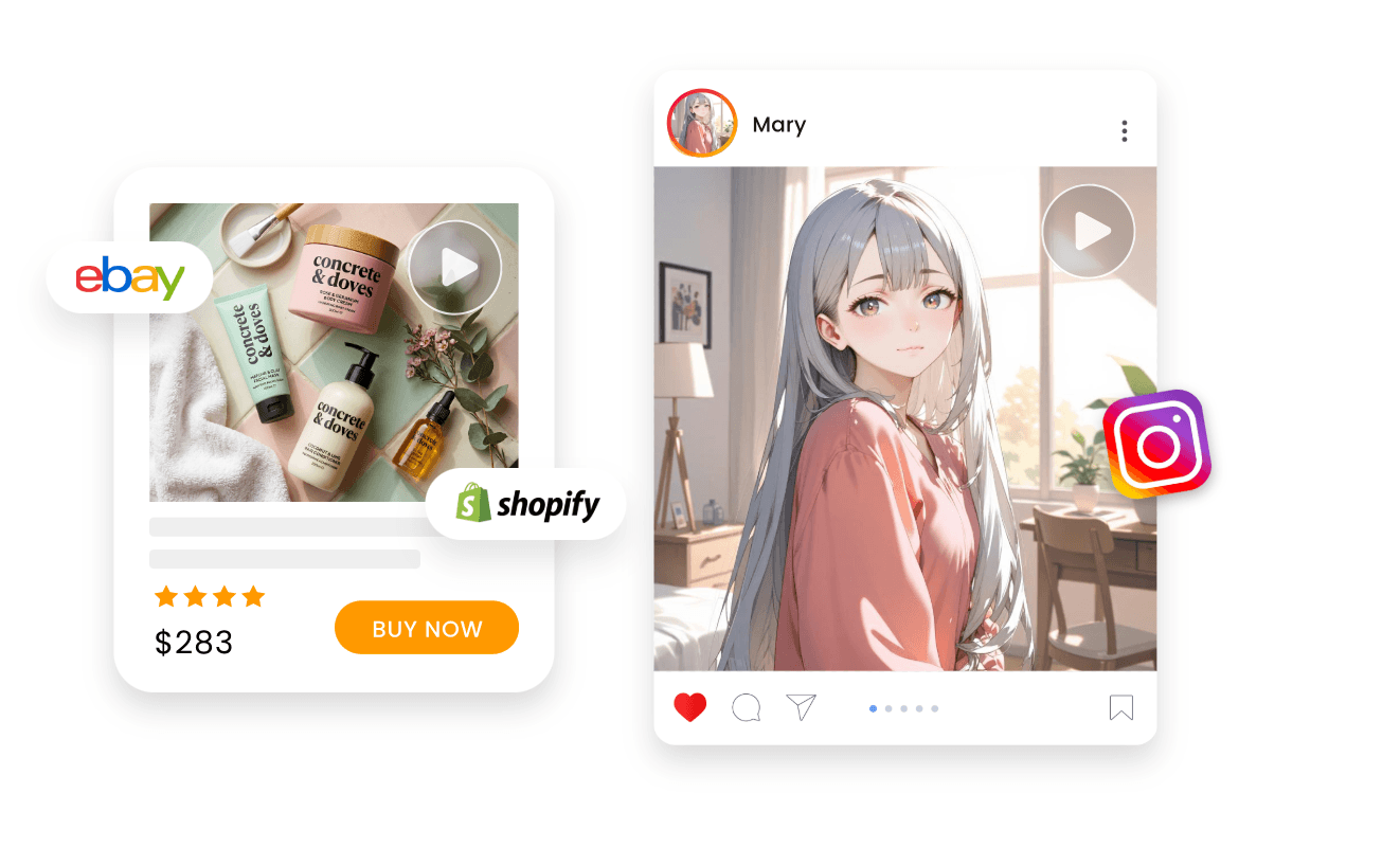 Animate photos for product listing and social sharing purposes