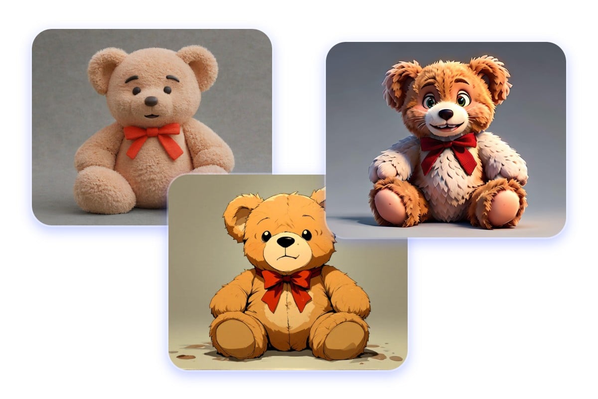 Apply 3d clay effect for a bear doll image