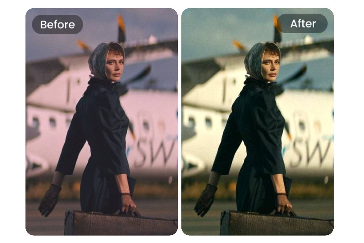 Apply a filmatic filter to a woman poster with fotor aesthetic photo editor