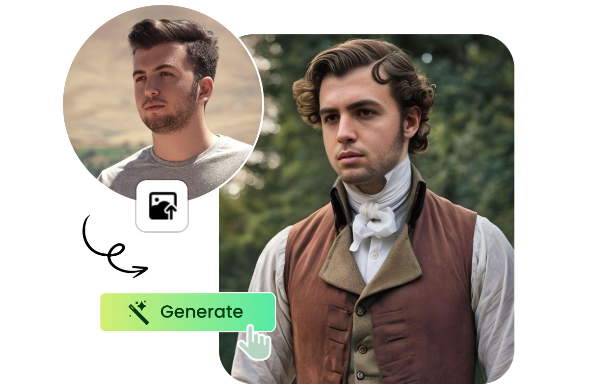 Apply ai bridgerton filter to male image in fotor