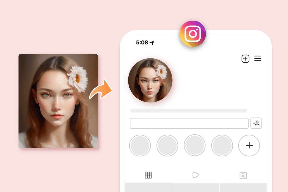 Apply an AI created selfie image to Instagram as a pfp