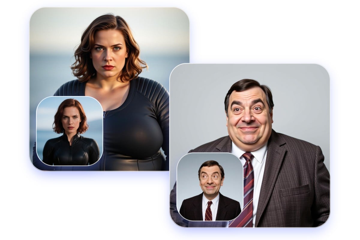 好きな有名人の写真に太らせる効果を適用