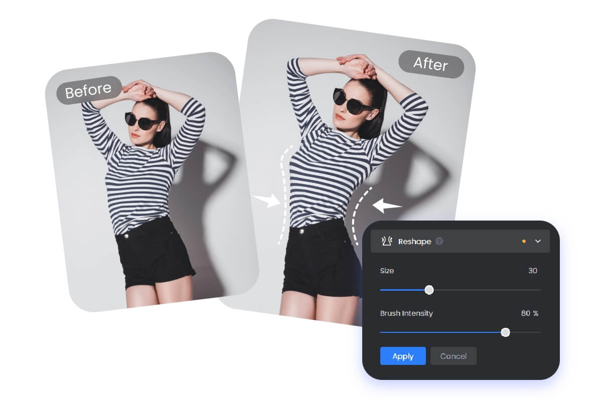 Apply fotor ai skinny filter before and after effect on your photos