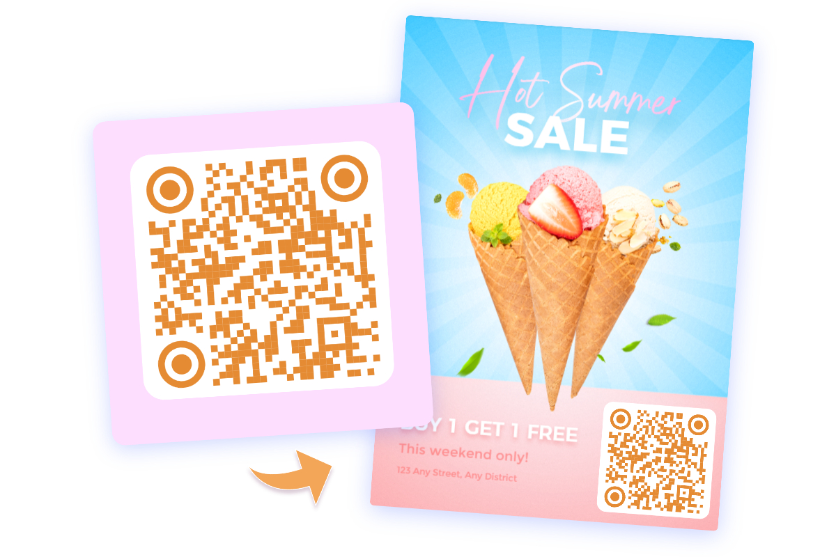 Apply generated instagram qr code for business poster design