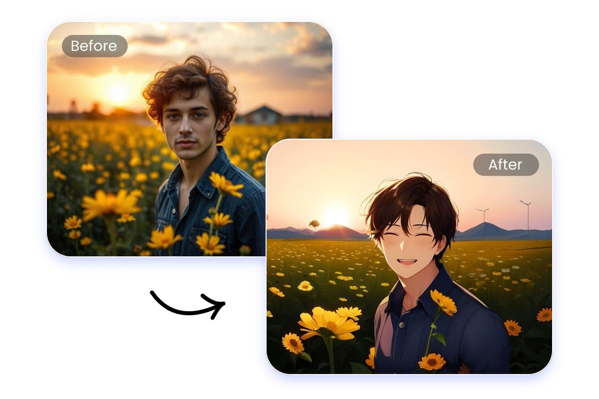 Apply one piece filter to a image with a man