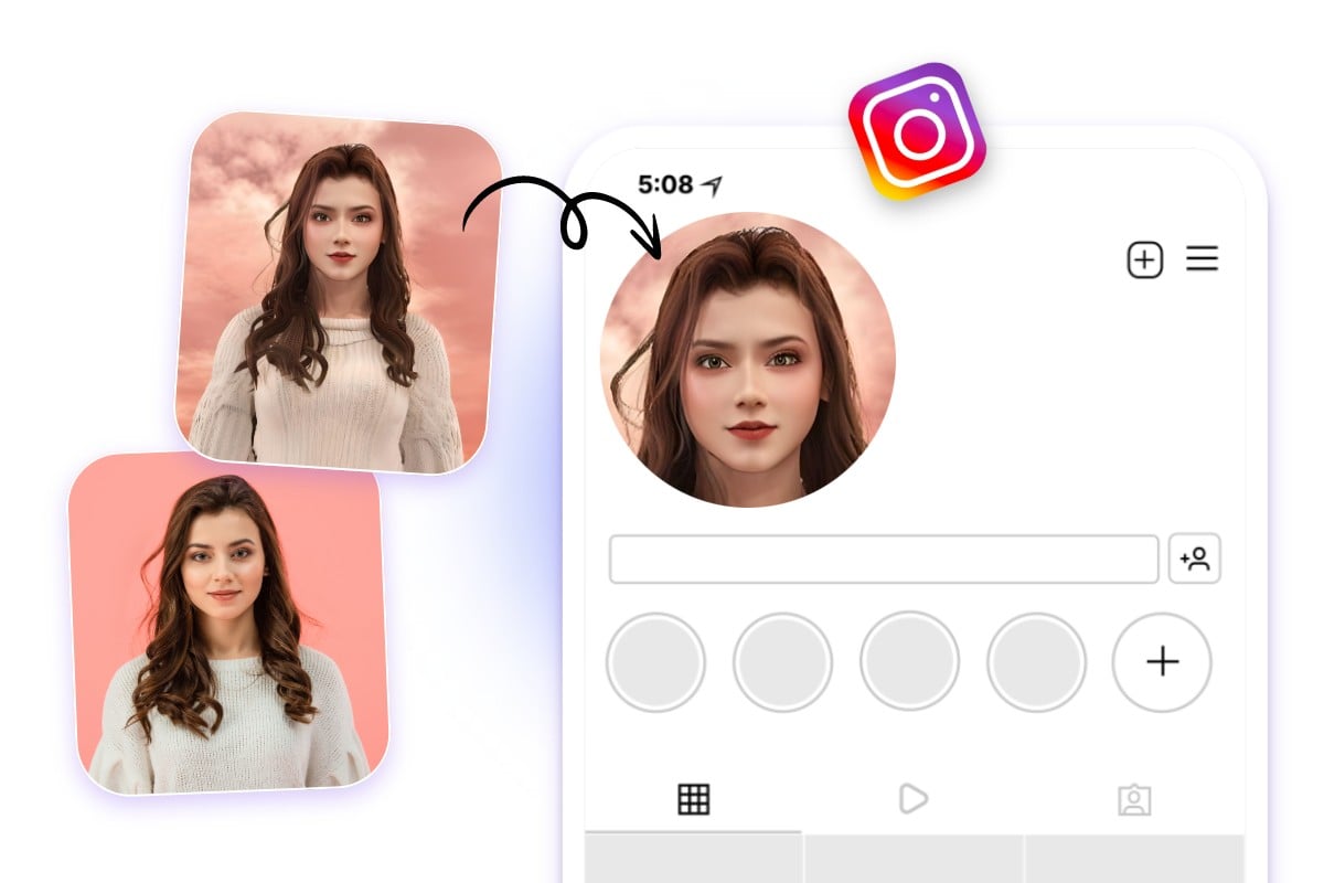 Apply the sims 4 face photo as the instagram avatar