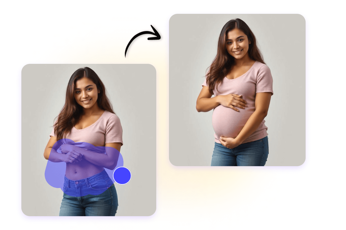 Utiliser le filtre d’intelligence artificielle pour simuler une apparence de grossesse sur la photo d’une femme