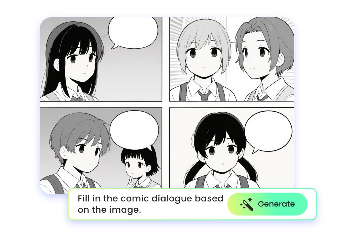 Automated manga story generation for seamless creation