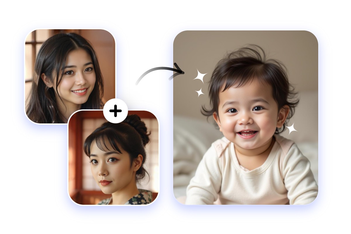 女性同士の特別な赤ちゃんの顔予想体験する