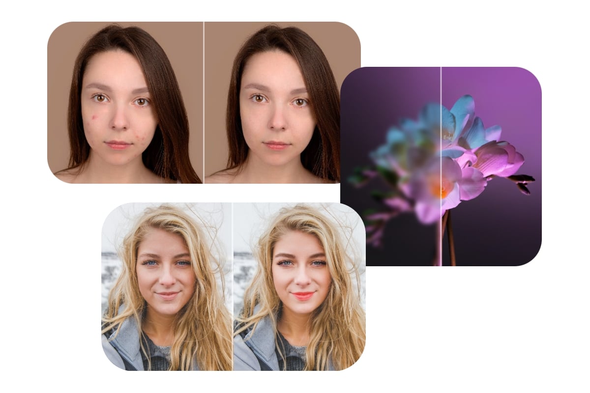 Beautify and enhance photos by removing wrinkles and making up