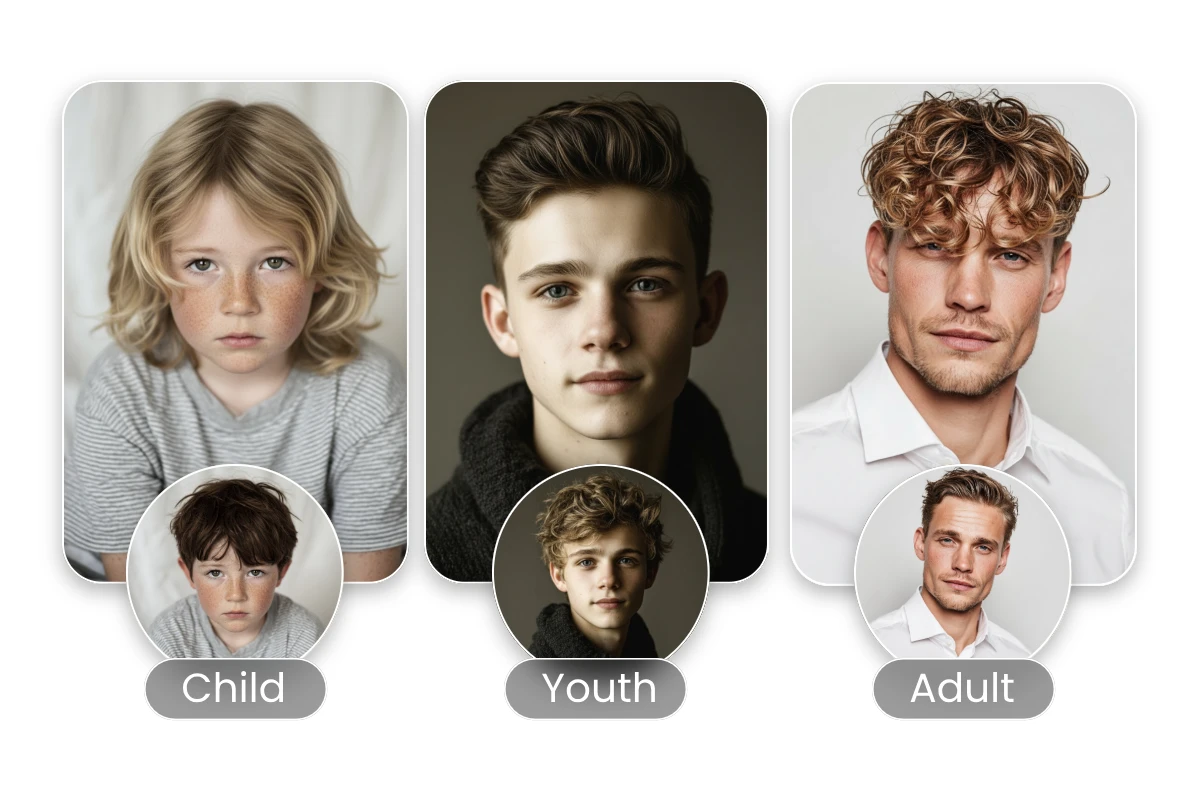 Before and after comparison of Fotor male AI haircuut generator for all ages