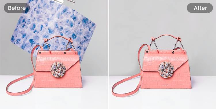 乱雑的な背景を消す前後の対比の製品写真