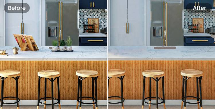 不要なものを消す前後の対比の室内写真