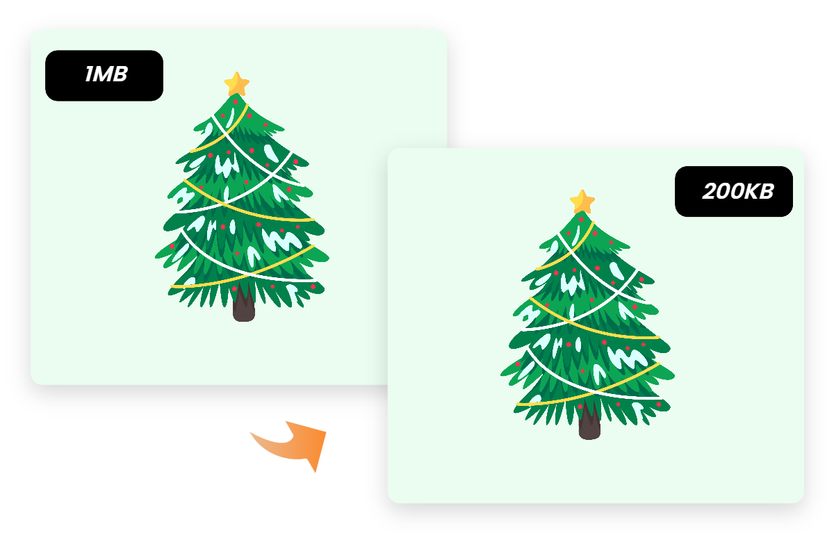 get better balance between quality and size of a green christmas tree JPG image