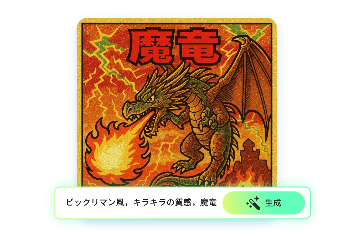 テキスト入力だけでビックリマンチョコ風シールを作成