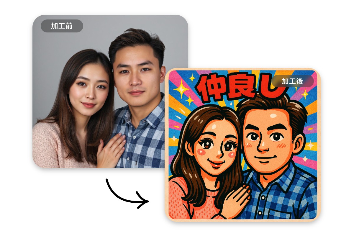 ビックリマン風の集合シールを作成