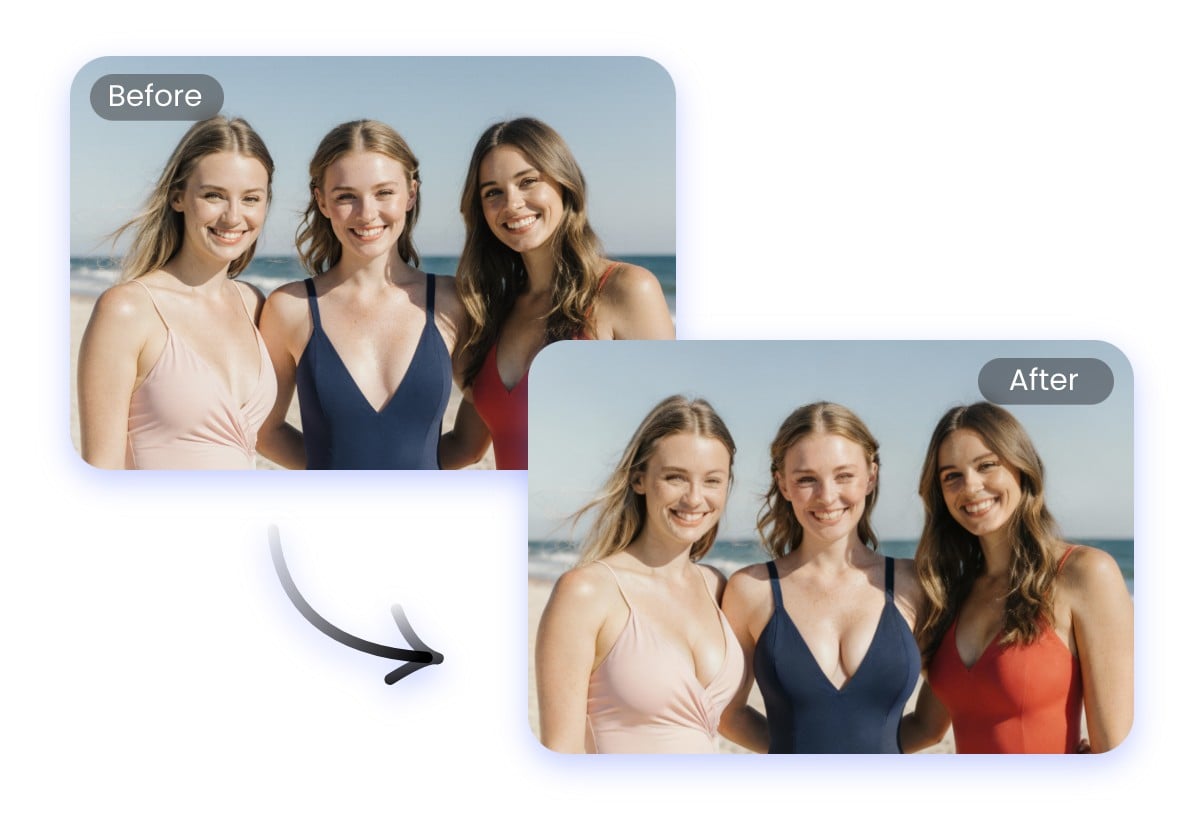 Breast expansion AI for multiple people