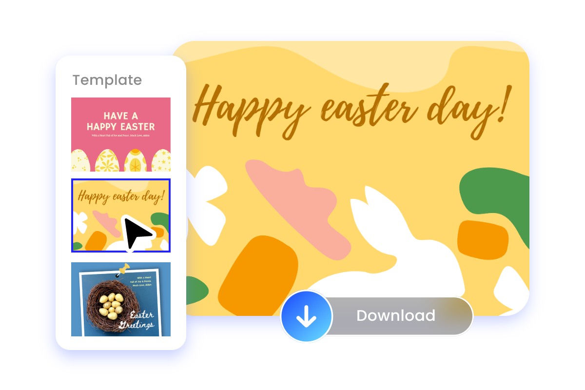 Fotor Osterkarten-Vorlagen suchen und die gelbe Osterkarte wählen