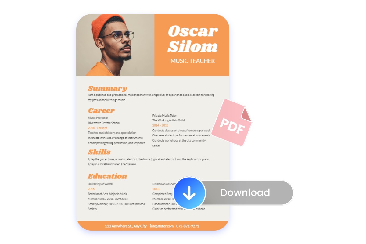 Build a resume and export in various high quality formats