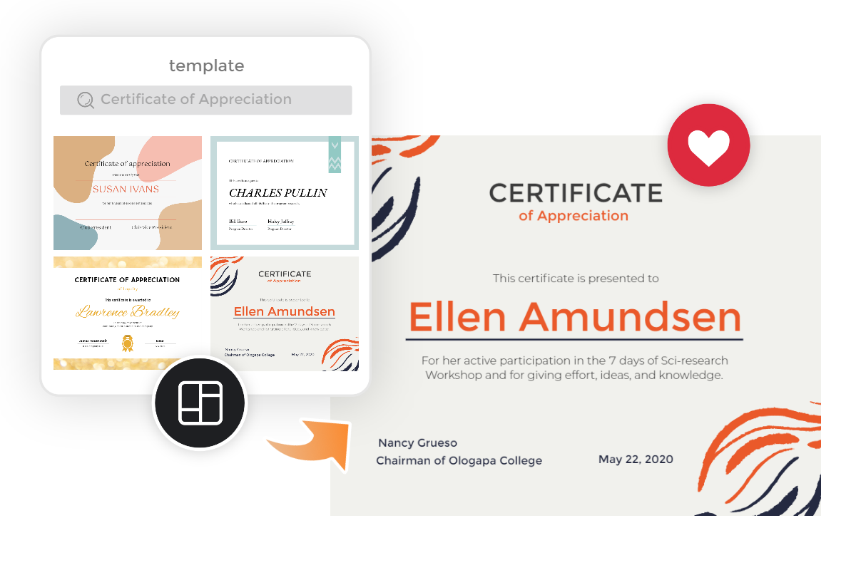 Design Certificate Of Appreciation With Free Certificate Templates Fotor