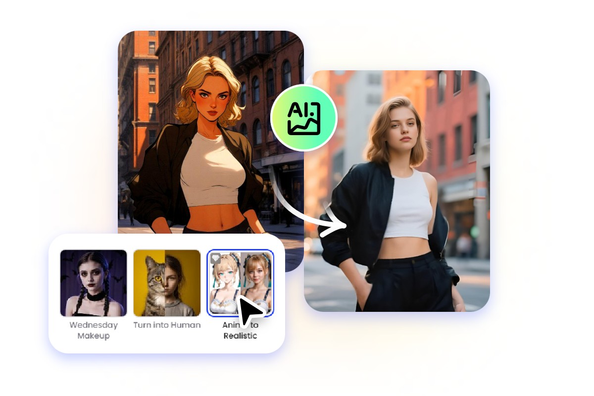 Change a cartoon girl to a realistic girl in fotor