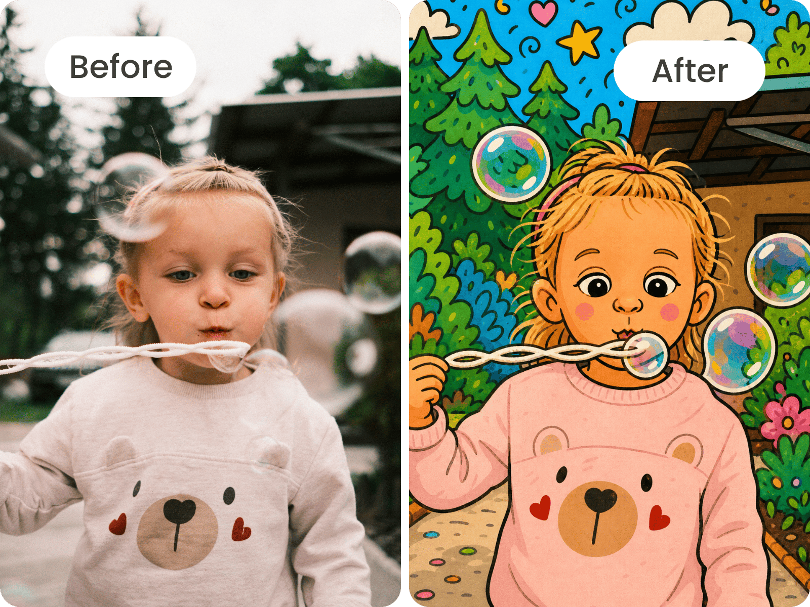 Change a photo to cartoon to show the educational use