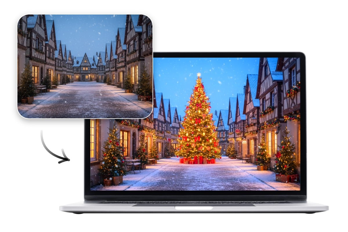風景画像から素晴らしいクリスマス写真背景を作成