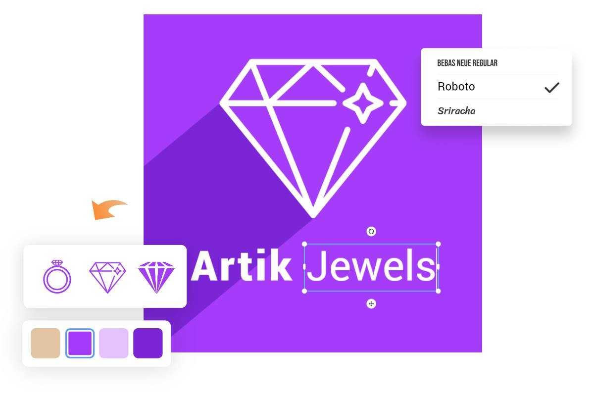 Change color icons and fonts of purple diamond 3d logo