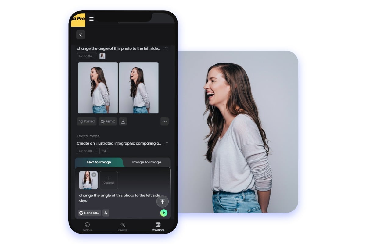 Change photo angle in fotor mobile photo angle change ai