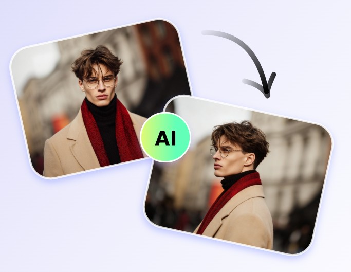 Change the angle of a boy photo from front to side