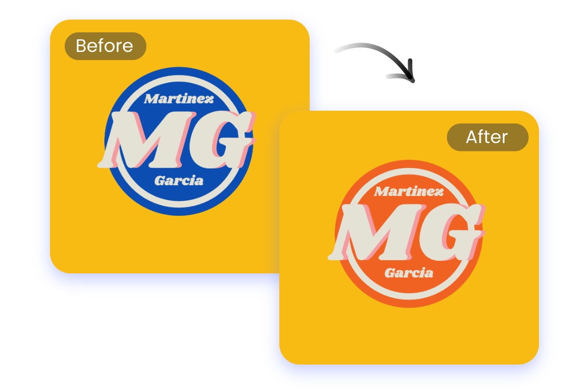 Replace the blue logo in the image to orange