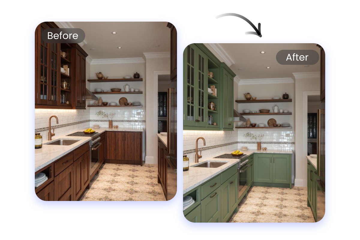 Change the color scheme of an existing kitchen in fotor