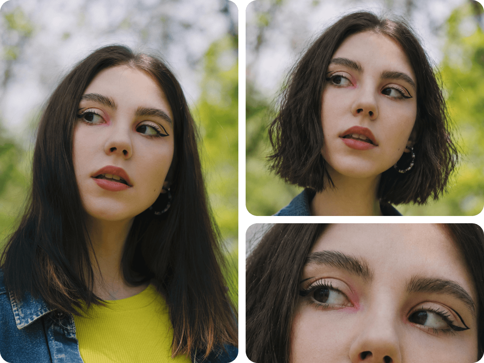 Change the hairstyle of a girl with black long hair to short hair