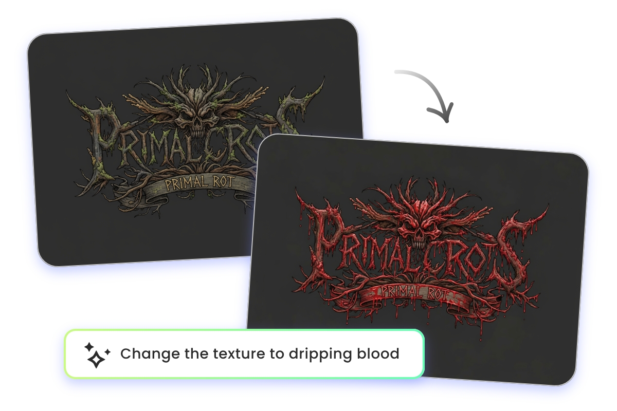 Change the original texture of a death metal logo to dripping blood